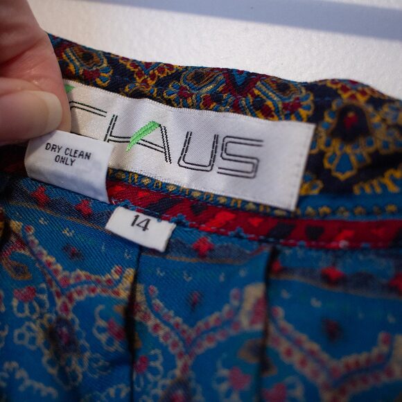 VTG 14 Paisley Midi Skirt Boho Festival Global Mosaic Folk Print | Dark Autumn - Picture 6 of 8